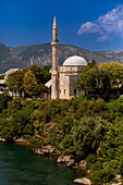 Buildings along the Neretva River, Mostar, Bosnia and Herzegovina, Europe