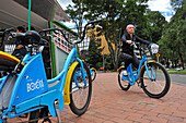 Bicycle-sharing system in Zona Rosa area, Bogota, Colombia, South America