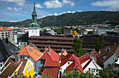 Stadtansicht vom Naturschutzgebiet aus, Bergen, Norwegen, Skandinavien, Europa