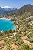 View of Chrysi Ammoudia and mountainous background, Thassos, Aegean Sea, Greek Islands, Greece, Europe