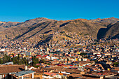 Blick auf die Stadt Cusco (Cuzco), Provinz Cusco, Region Cusco, Peru, Südamerika