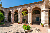 Corridor with arches at Monastery of Santa Catalina de Siena, UNESCO World Heritage Site, Arequipa, Arequipa Province, Arequipa Region, Peru, South America