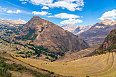 Terrassen in Pisaq (Pisac), UNESCO-Weltkulturerbe, Pisaq, Heiliges Tal, Provinz Urubamba, Region Cusco (Cuzco), Peru, Südamerika