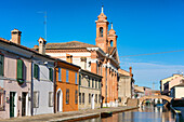 Delta Antico Museum antique building with Bridge of the Cops, Comacchio, Emilia-Romagna, Italy, Europe