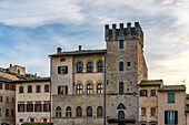 Brizzolari Palace and antique traditional stone houses in Piazza Grande of Arezzo, Tuscany, Italy, Europe