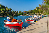 View of boats in the harbour in Gaios Town, Paxos, Ionian Sea, Greek Islands, Greece, Europe