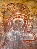 Wandjina-Kunstform der Kaiara, ein mundloser Geist in der Wolke, Quarzit-Sandstein, Bigge Island, Kimberley, Westaustralien, Australien, Pazifik