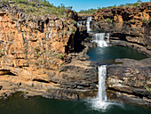 A view of the upper and lower Mitchell Bay waterfalls, Kimberley, Western Australia, Australia, Pacific