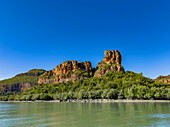 Mangroves in front of King Leopold Sandstone formations Porosus Creek, Hunter River, Kimberley, Western Australia, Australia, Pacific