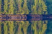 Reflections in the calm waters of Jackson Pass Provincial Marine Park, British Columbia, Canada, North America