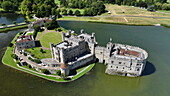 Aerial view of Leeds Castle and moat, southeast of Maidstone, Kent, England, United Kingdom, Europe