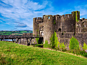 Caerphilly Castle, Caerphilly, Gwent, Wales, Vereinigtes Königreich, Europa