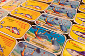 Tinned Fish at the Mercado do Bolhao, Porto, Norte, Portugal, Europe