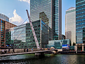 South Quay Footbridge, Canary Wharf, Docklands, London, England, United Kingdom, Europe