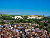 Townscape seen from the castle, Lewes, East Sussex, England, United Kingdom, Europe