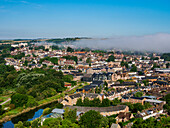 Townscape on a foggy morning, Lewes, East Sussex, England, United Kingdom, Europe