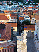 The Old Town from St. Marks Cathedral Tower, Korcula Town, Croatia, Europe