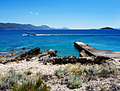 Blick auf das Festland von der Insel Badija, Korcula, Kroatien, Europa