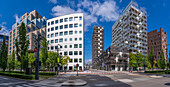 View of contemporary architecture in the Barcode area on a sunny day, Oslo, Norway, Scandinavia, Europe