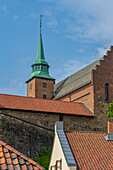 View of the Akershus Fortress from inside the walls on a sunny day, Oslo, Norway, Scandinavia, Europe