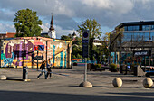 Visitors to the renewed Rotermann Quarter in Tallinn, Estonia, Europe