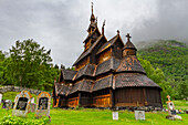 Borgund stave church, a triple-nave stave church of the Sogn-type, built around AD 1180, Borgund, Vestland, Norway, Scandinavia, Europe