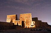 Ton- und Lichtshow im Tempel von Philae, Tempel der Isis, UNESCO-Welterbe, Insel Agilkia, Assuan, Ägypten, Nordafrika, Afrika