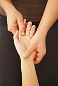 Woman Receiving Reflexology Treatment, Close-up View