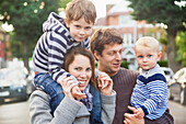 Portrait of Family of Four Outdoors