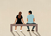 Couple sitting on bench together