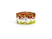 Elegant Tuna Tartar with Avocado, Cream, and Crispy Topping