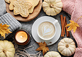Autumn composition. Cosy atmosphere at home