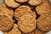 Top view of homemade sugar-free whole grain cookies