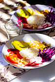 Colorful vegan meal served at a healthy food workshop