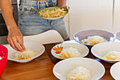 Serving food during a healthy eating workshop