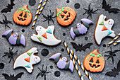 Multicolored Halloween homemade cookies