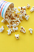 Popcorn bucket on yellow background