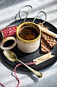 Morning coffee with chocolate and a message