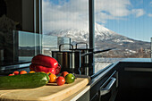 View of Mount Yotei, Hokkaido, Japan from the kitchen