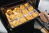 Traditional Mallorcan Easter lamb cake with peas