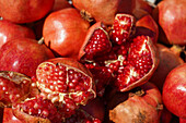 Pomegranates Close-up with Seeds Exposed