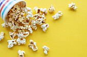 Popcorn bucket on yellow background