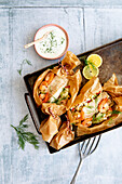 Fish and prawn parcels with pointed cabbage