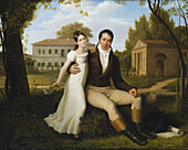 Pierre-Joseph Redoute and his daughter Marie-Louise, illustration