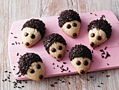 Hedgehog biscuits with chocolate sprinkles