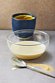 Dressing made from light-coloured miso paste, sweet mustard, balsamic vinegar and olive oil