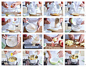 Prepare nut slices with apple filling