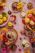 Decorative autumn arrangement of autumnal fruit varieties