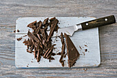 Cutting dark chocolate