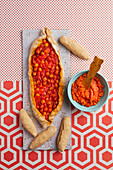 Pide with chickpea arrabiata for young and old